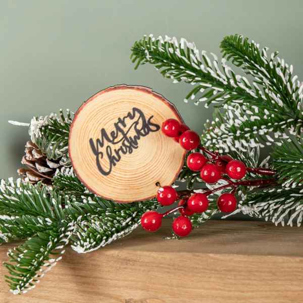 Samuel Alexander 1.9m Christmas Frosted Pinecone Garland with Red Berries and Baubles
