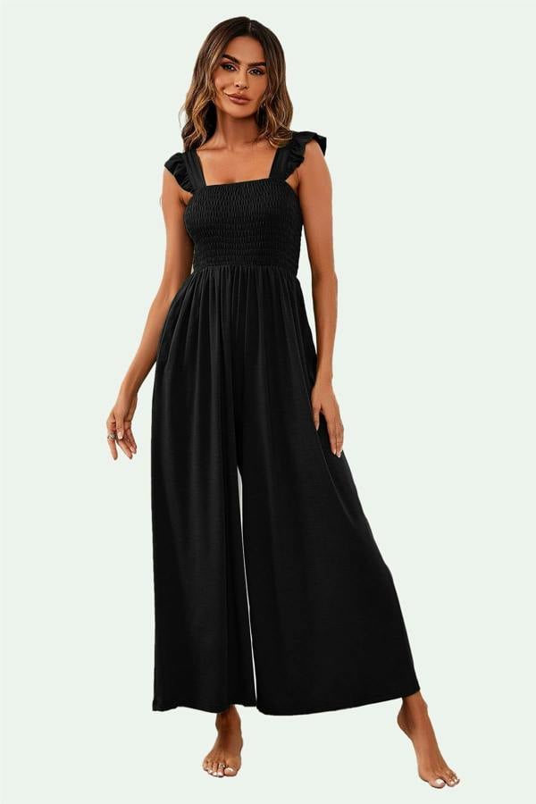 FS Collection Frill Detail Strappy Jumpsuit In Black