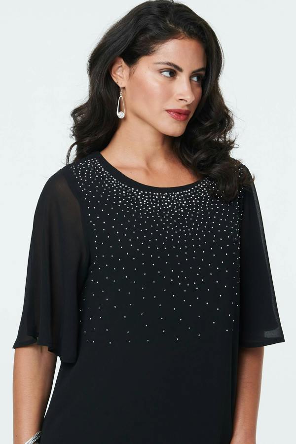 Black | Diamante Embellished Layered Blouse