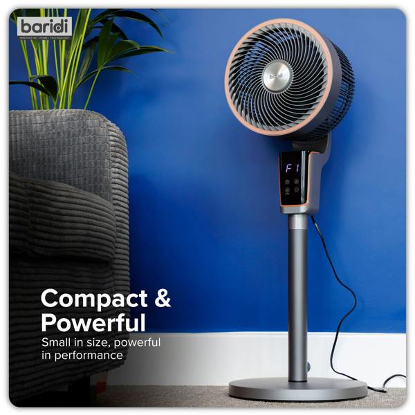 Baridi DH141 Fan Action shot - lifestyle - infographic