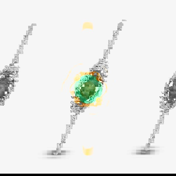 T. H. Baker 9ct Yellow Gold Emerald & Diamond Halo Ring OJR1701-E