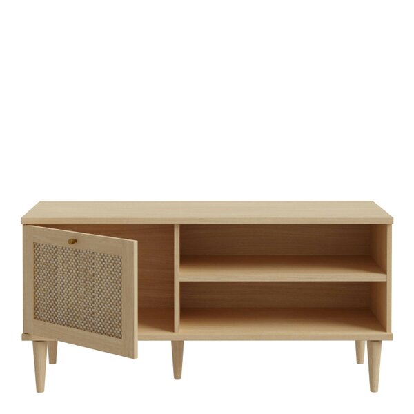 Wyld Haus Bergen Rattan TV Unit Natural Weave Detail 1 Door 2 Shelves