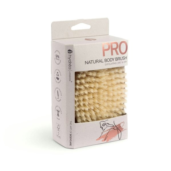 Hydréa London Professional Wet & Dry Body Brush FSC® Certified Beechwood with Natural Bristle for Exfoliation & Detox