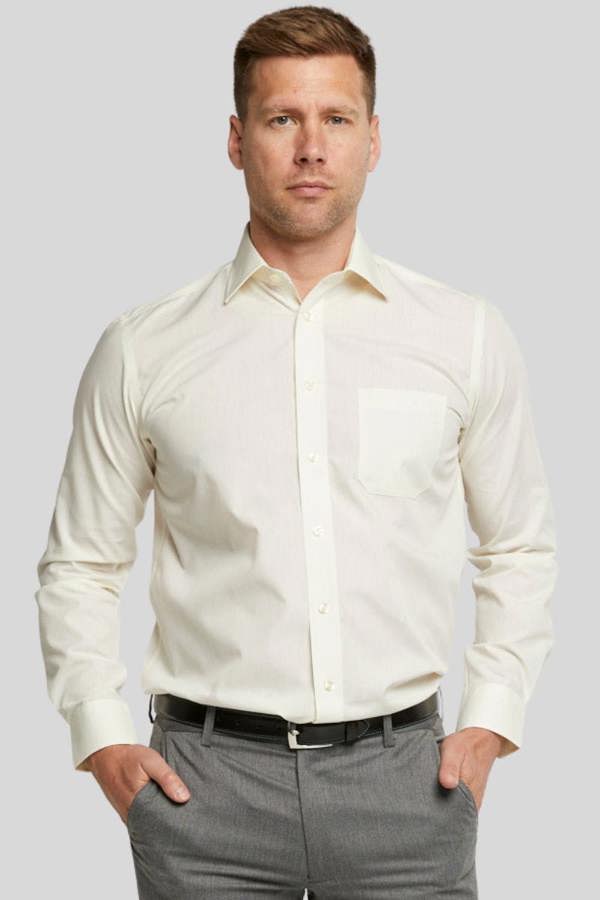 Cream Classic Easy Care Long Sleeve Shirt