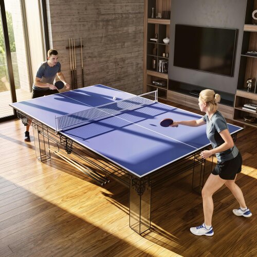 SPORTNOW 9 ft Folding Ping Pong Table Top for Billiard Tables with Net