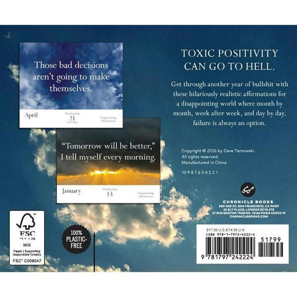 Chronicle Books Disappointing Affirmations Desk Calendar 2027, Desk Calendars, Day To View, Humour, Gift