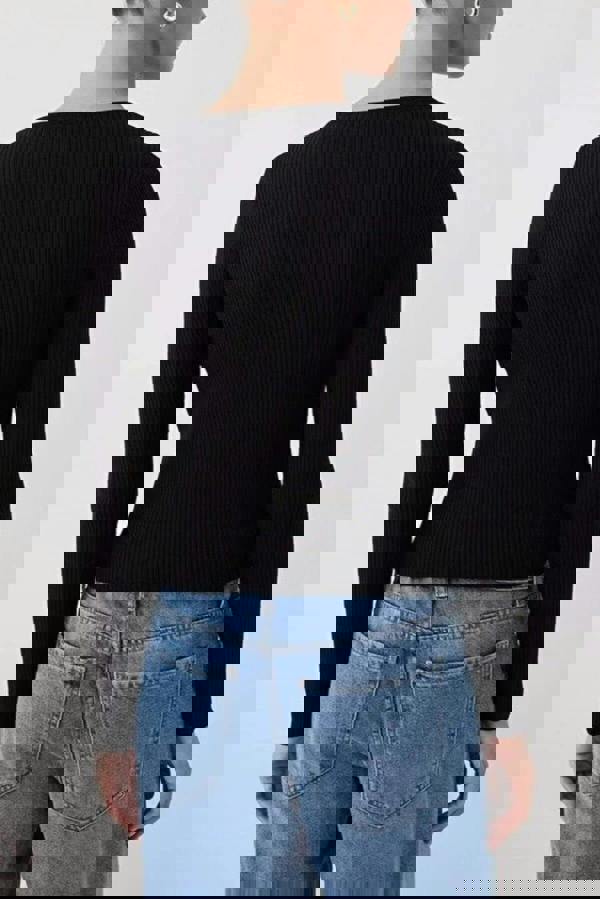 WOVCOR Mercerized Look Ribbed Knit Cardigan