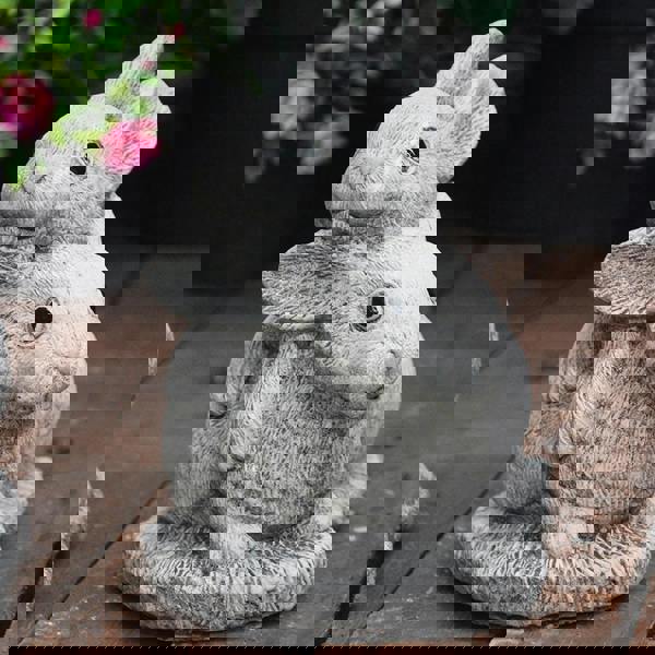 Delightful Twin Bunny Garden Ornament