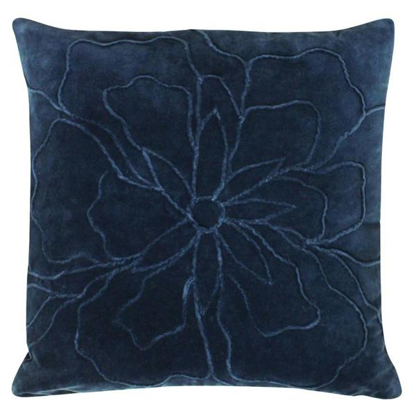 Furn Angeles Velvet Floral Cushion Cover - Navy - 