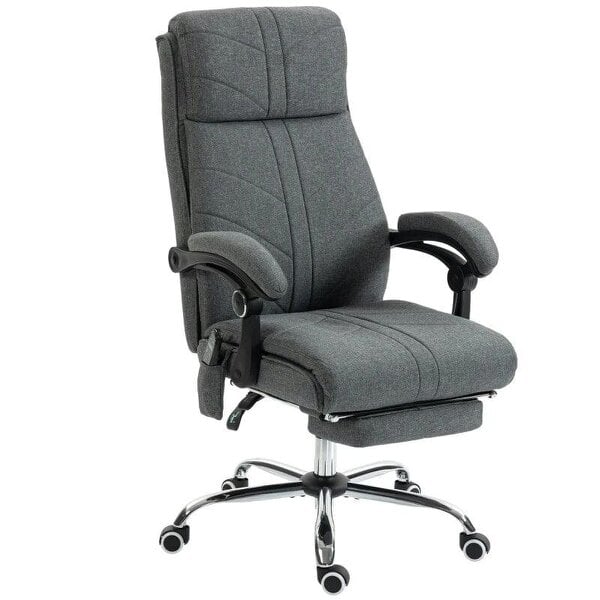 High Back Vibration Massage Office Chair with Footrest, Heated, Grey