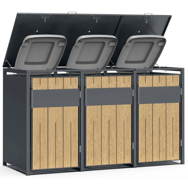 Phoenix Safe Phoenix GB3300AW Outdoor Triple Wheelie Bin Store for 3 x 240L Bins in Oak Effect