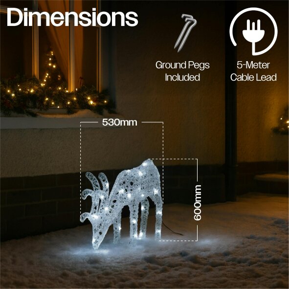 Scotts of Stow Xmas Haus 60CM Acrylic LED Deer Christmas Holiday Festive Decoration