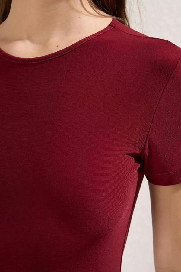 WOVCOR Fitted Crew Neck Stretch Knit Maxi Pencil Dress