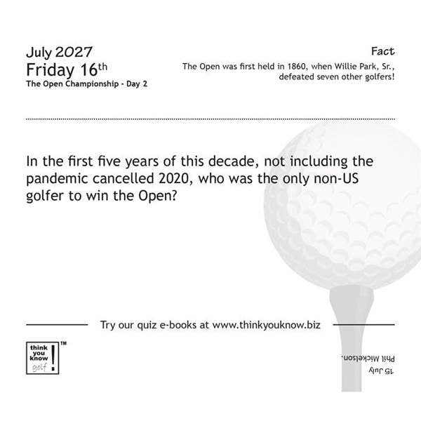Think You Know Golf? Desk Calendar 2027, Desk Calendars, Day To View, Sports, Gift