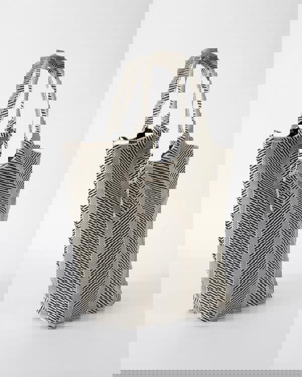 side of Ilse Jacobsen Knitty Womens Knitted Bag in Milk Creme and  Black