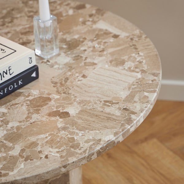 Furniture To Go Naxos Round Coffee Table in Brown Marble
