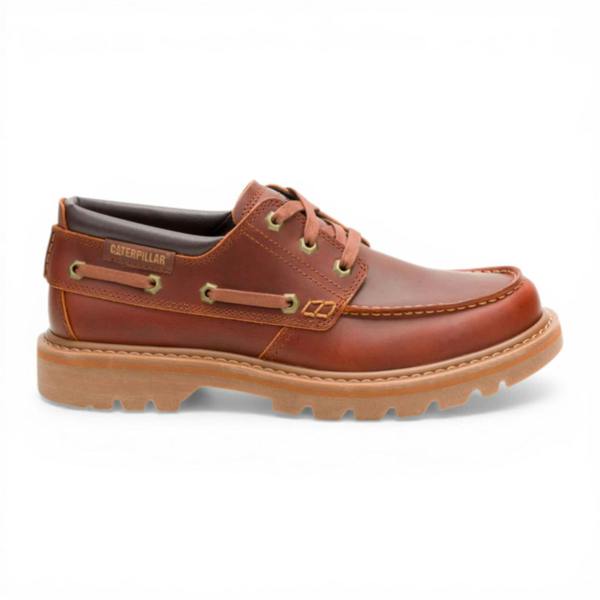 Caterpillar CAT (Caterpillar) Mens Dark Russet Brown Leather Low-Cut Boots - Colorado Boat Lo