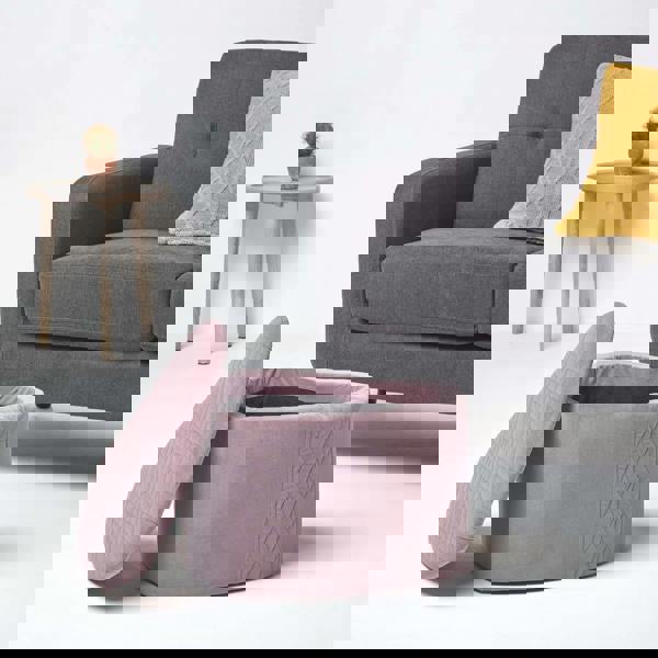 HOMESCAPES Arundel Heart-Shaped Velvet Footstool with Storage