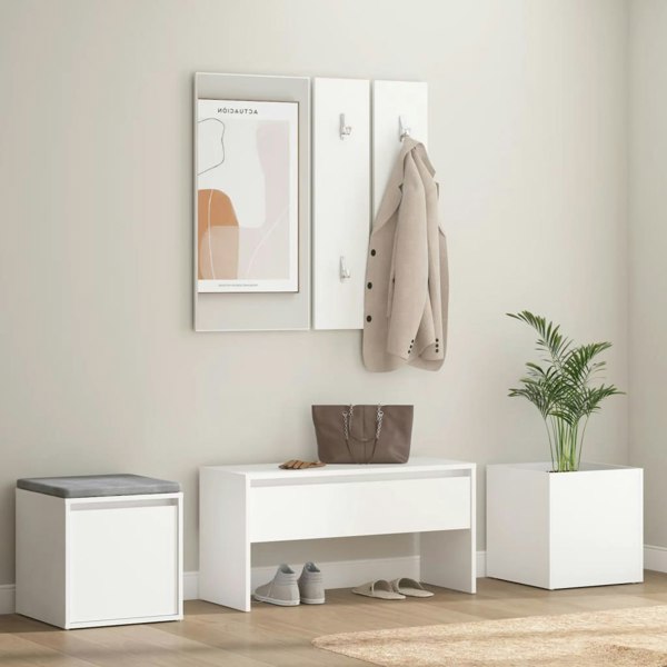 Berkfield Hallway Furniture Set White Engineered Wood