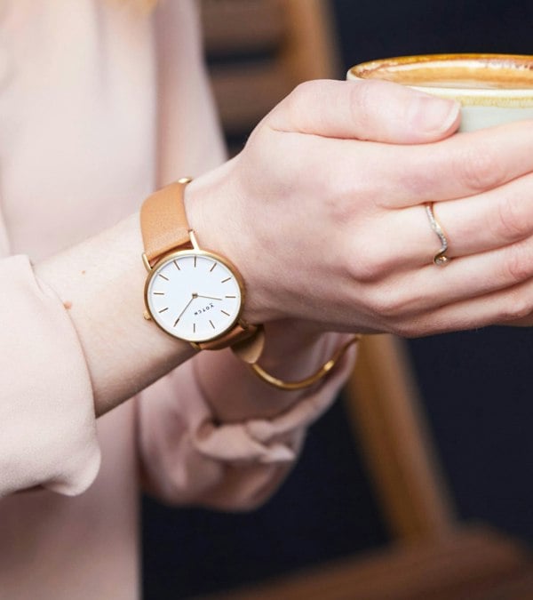 Votch Gold & Tan Watch | Petite