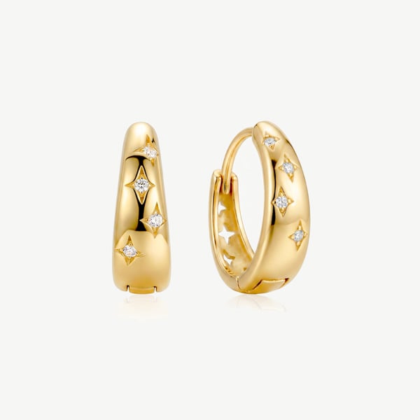 MUCHV Starburst Huggie Hoop Earrings