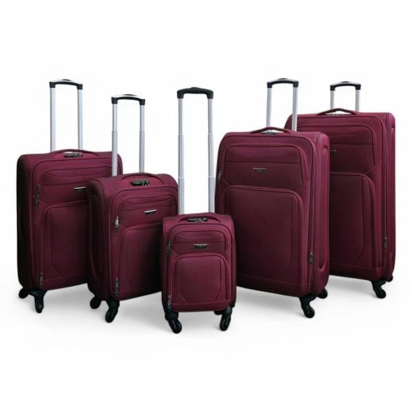 Infinity Luggage Soft Shell Lightweight Nylon Suitcase Set 4 Wheel Travel Case Holiday Bags