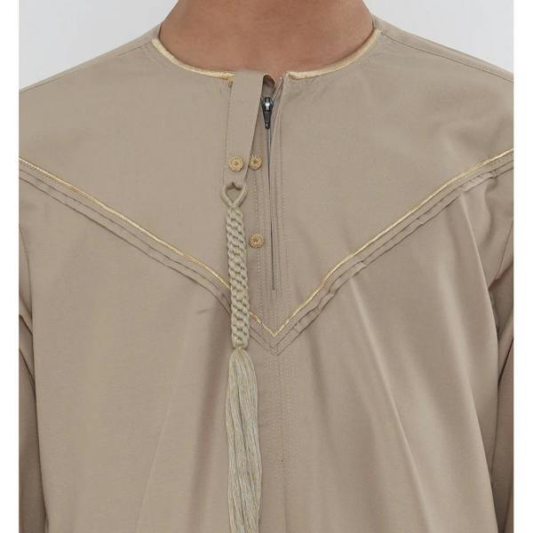 TT-007 - Boy's Emirati Omani Gold Embroidery Thobe - Beige - Thobez - 10