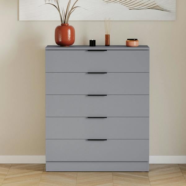 Vida Designs Trega 5 Drawer Chest, Black