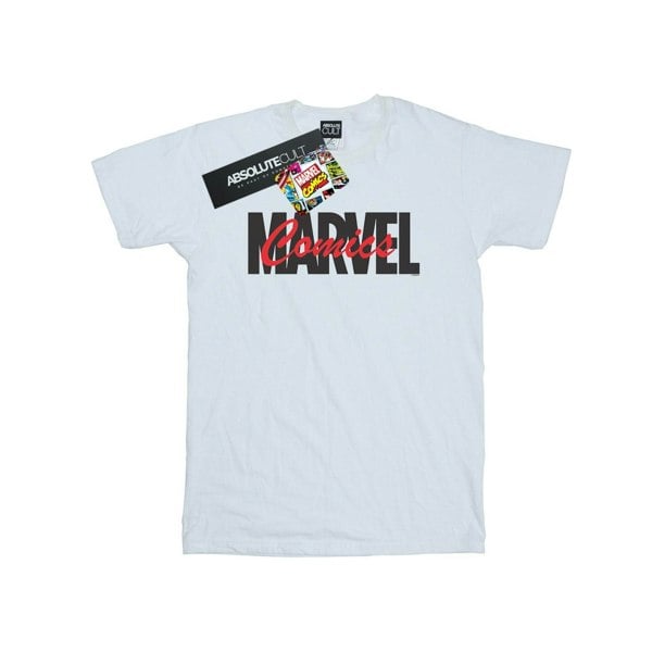 Marvel Mens Red Font Logo T-Shirt - White