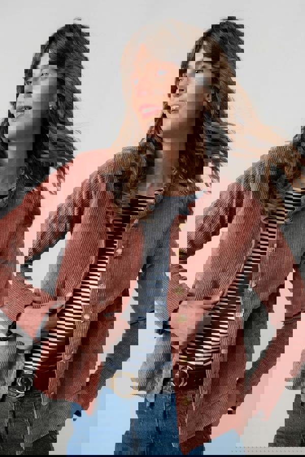 Rene Stretch Jumbo Cord Jacket Antique Rose | Lily and Me Clothing