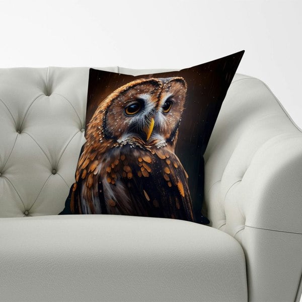 Warren Reed Tawny Owl Face Splashart Dark Background Cushions