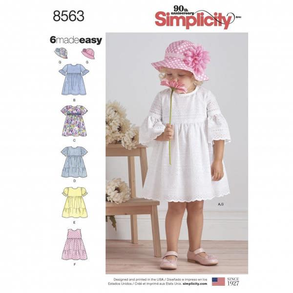 Simplicity Sewing Pattern 8563, Headwear, Dresses for Kids, A (1/2-1-2-3-4) - Easy