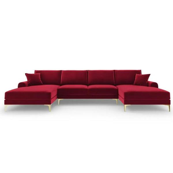 Snug Furniture Monroe Plush U-Shaped Corner Sofa with Gold Legs