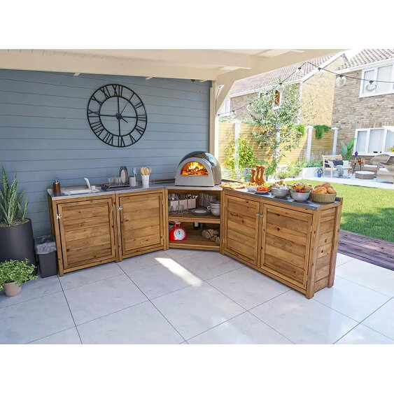 Dunster House Garden Kitchen with Left Side Sink, W2m x D2m / W7' x D7', With Stainless Steel Countertop, UNIT II