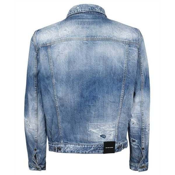 DSQUARED2 S74AM1305 S30309 DAN JEAN JACKET 470 BLUE NAVY DENIM JACKET Mens 48