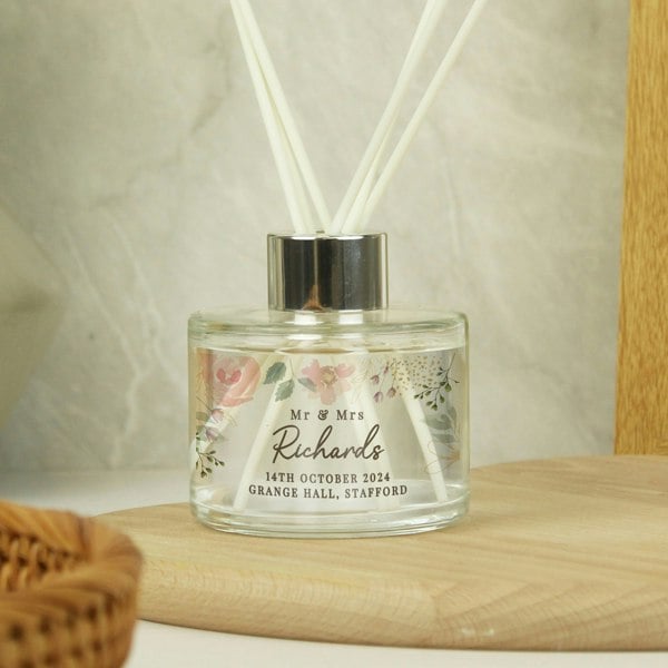 Personalised Memento Company Personalised Floral Watercolour Reed Diffuser