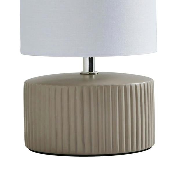 Linden Taupe Ribbed Ceramic Table Lamp