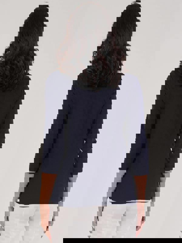 PennyPlain Solid Square Neck Top - French Navy