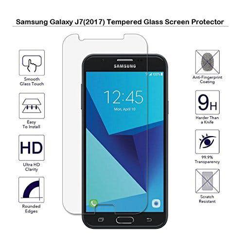 Samsung Galaxy J7 2017 Protectors, Tempered Glass Protective Films Invisible Transparent Clear Protection Display Shield for Samsung Galaxy J7 2017