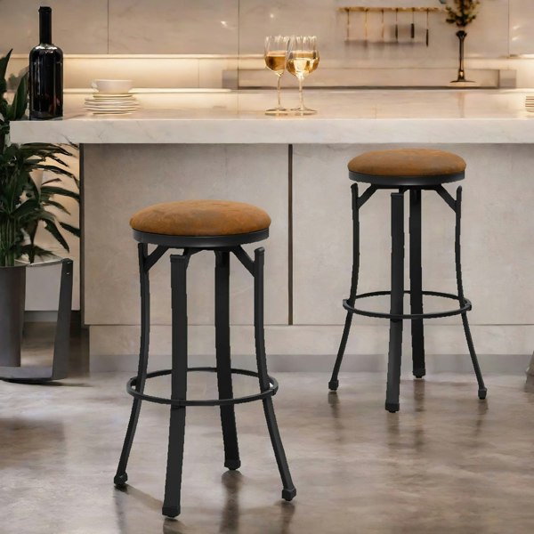 Rafaelo Mobilia Set Of 2 Industrial Swivel Bar Stools 72.8CM