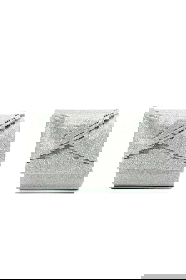 Pluspup Pleated Glitter Clutch Bag with Chain Strap