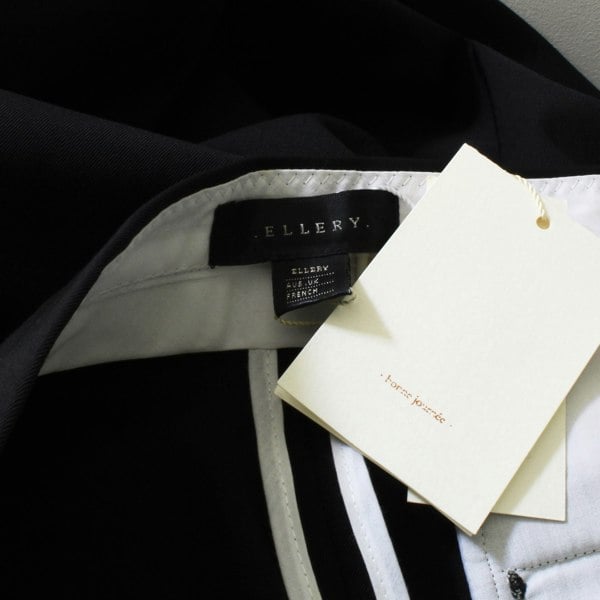 Ellery luxurious trousers in black twill wool deep tuck pleat