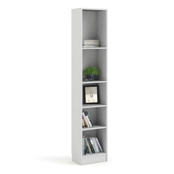 Furniture To Go Basic Tall Narrow Bookcase (4 Shelves) in White
