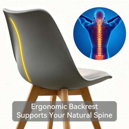 Set of 6 Dining Chairs with Solid Wooden Legs and Seat Cushion Pads Eva