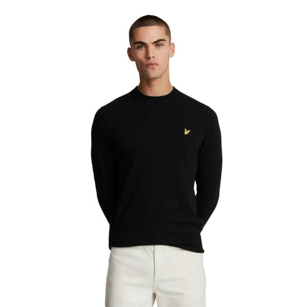 Lyle & Scott Mens Lambswool Blend Crew Neck Long-Sleeved Jumper - Jet Black Marl