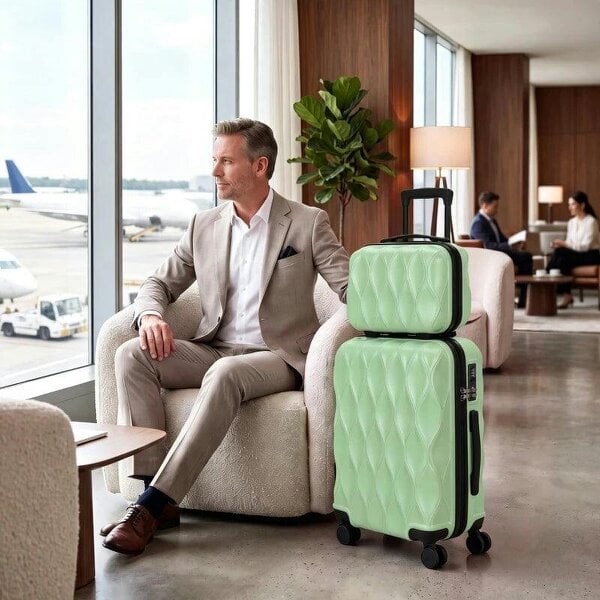 Bobobiy 2-Piece Luggage Set, ABS Hard Shell Carry On Suitcase Set with TSA Lock, Spinner Wheels, 12/20 inch, Green