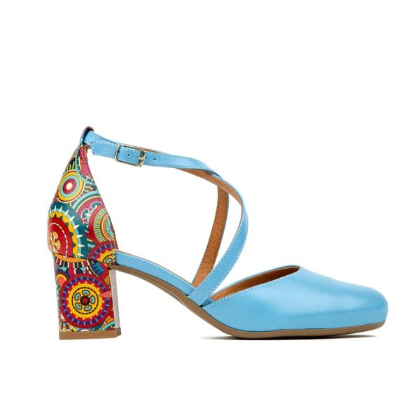 Embassy London Dannii - Blue Signature - Women's leather closed toe comfortable 2.4 inch heel sandal