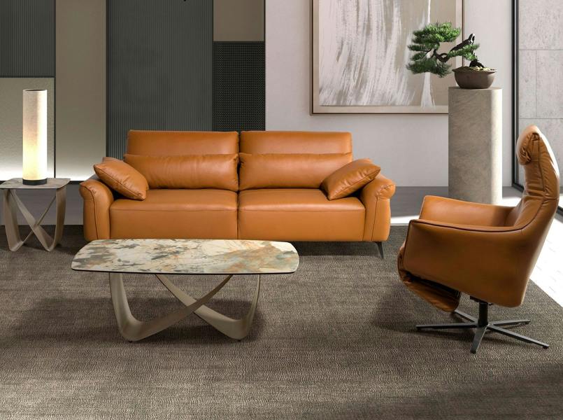 Angel Cerdá Brown Leather Swivel Armchair 5137