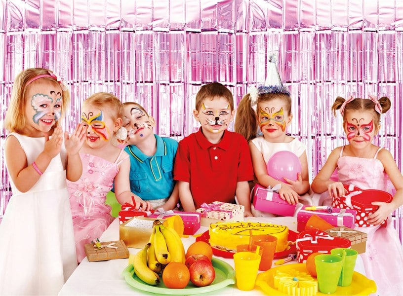 Cheetah Shimmer Tinsel Curtain, 2M x 1M Pink