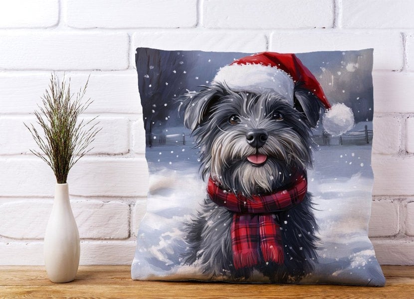 Warren Reed Christmas Skye Terrier Cushion